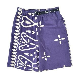 Kapital Humongo Cross Easy Shorts - Purple & White Combed Cotton Twill Shorts